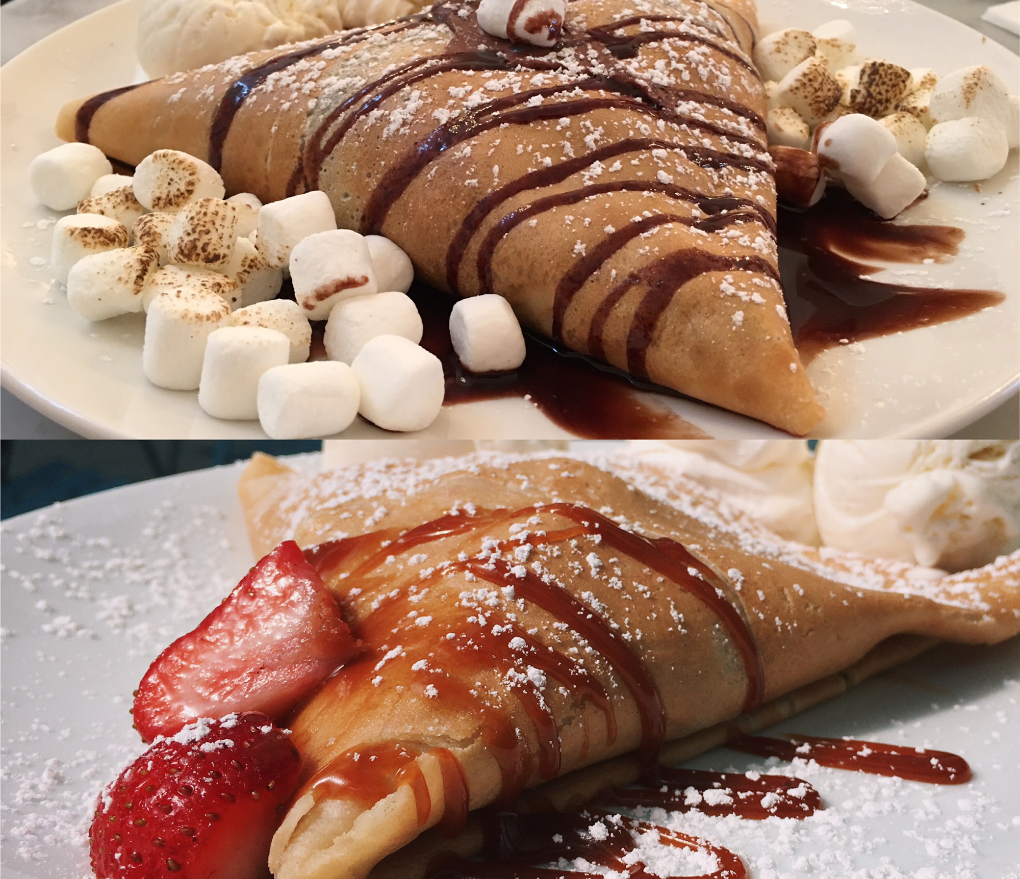 Sweet paris crepes s'mores crepe and dulce de leche crepe best crepes in houston with nutella and marshmallows